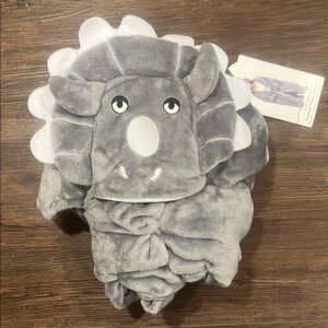 Gray Dinosaur Plush Hooded Blanket